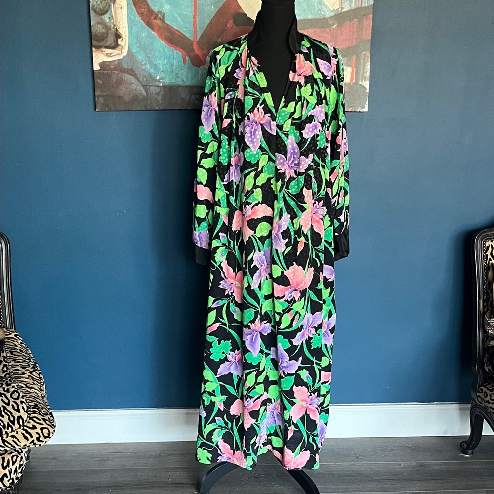 Floral Long Robe with Vibrant Colors